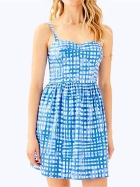 Lilly Pulitzer EUC Ardleigh Bennet Blue Feelin Beachy Gingham Sundress Sz 6